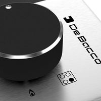 Cooktop à Gás Debacco Zurique 5 Bocas Inox 70cm em inox escovado com botão preto e ícones dos queimadores, acabamento semiprofissional