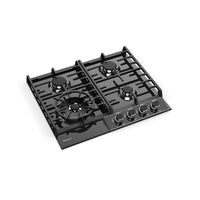 Cooktop à Gás Debacco Montreal 4 Bocas Vidro Preto 60cm em vidro temperado preto, 4 bocas com queimador dual flame, trempes ferro fundido