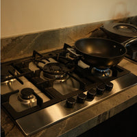 Cooktop à Gás Debacco Zurique 5 Bocas Inox 70cm em inox escovado com trempes em ferro fundido, 5 queimadores e acendimento automático