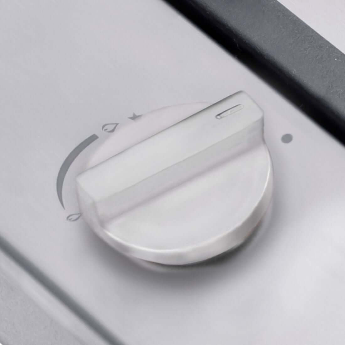 Cooktop Dominó a Gás Evol Siena 2 Bocas Inox 29cm — botão e acabamento inox do cooktop a gás, trempe preta visível, design embutir