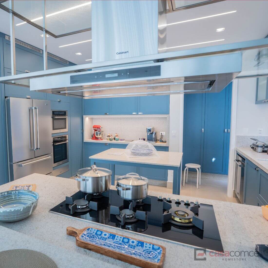 Cooktop à Gás Tecno 5 Bocas Vitrocerâmico 90cm em vitrocerâmica preta com queimadores Sabaf e trempes em ferro fundido, estilo italiano