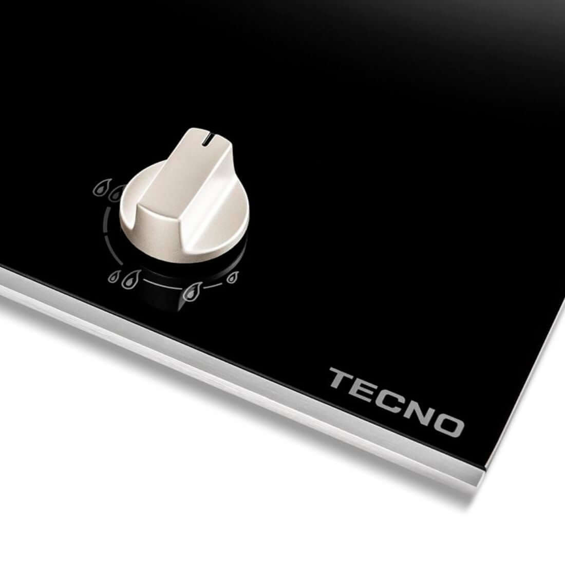 Cooktop Dominó a Gás Tecno 1 Boca Dual Flame 33cm, cooktop a gás vitrocerâmico preto com moldura inox e botão de acendimento