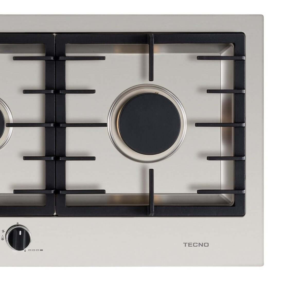 Cooktop a Gás Tecno Original Linear 4 Bocas Inox 110cm em inox com queimadores Sabaf, trempes ferro fundido e acendimento super automático