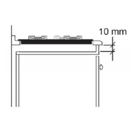 Cooktop Dominó a Gás Tecno 1 Boca Dual Flame 33cm visto de lado sobre bancada, vitrocerâmico preto, moldura inox e montagem com folga de 10 mm