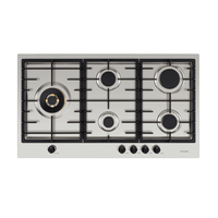 Cooktop a gás Tecno Original 5 Bocas Inox 90cm em inox com trempes em ferro, queimador dual, acendimento automático e painel frontal