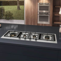 Cooktop a Gás Tecno Original Linear 4 Bocas Inox 110cm em inox com queimadores Sabaf, trempes ferro, acendimento super automático e design italiano