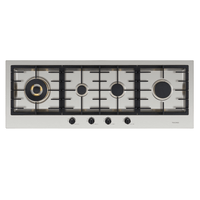 Cooktop a Gás Tecno Original Linear 4 Bocas Inox 110cm em inox com 4 queimadores Sabaf, trempes em ferro e acendimento automático Gás-Stop