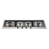 Cooktop a Gás Tecno Original Linear 4 Bocas Inox 110cm em inox com acabamento italiano, queimadores Sabaf, trempes em ferro e acendimento automático