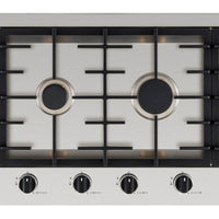 Cooktop a gás Tecno Professional Linear 4 Bocas Inox 110cm em inox com 4 queimadores Sabaf, trempes ferro fundido e acendimento automático Gás-Stop