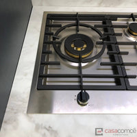 Cooktop a Gás Tecno Professional 5 Bocas Inox 90cm em inox escovado, 5 bocas com queimador dual e trempes ferro fundido, acendimento super automático