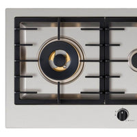 Cooktop a gás Tecno Professional Linear 4 Bocas Inox 110cm em inox com 4 bocas, queimador Sabaf dual, trempes ferro fundido e acendimento automático