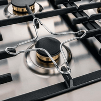 Cooktop a gás Tecno Professional 5 Bocas Inox 75cm mostrando queimador Sabaf Dual Flame em inox, trempe ferro fundido e acendimento automático