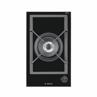 Cooktop Dominó a Gás Tecno 1 Boca Tripla Chama 30cm - cooktop a gás italiano em vitrocerâmica preta, trempes ferro fundido, acendimento automático