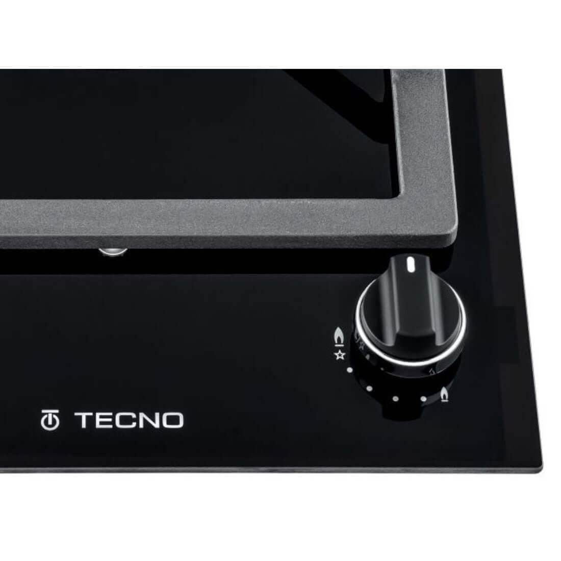 Cooktop Dominó a Gás Tecno 1 Boca Tripla Chama 30cm: cooktop a gás italiano em vitrocerâmica preta com trempe ferro fundido e acendimento automático