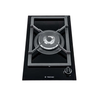 Cooktop Dominó a Gás Tecno 1 Boca Tripla Chama 30cm: cooktop a gás italiano em vitrocerâmica preta com trempe ferro fundido e acendimento automático