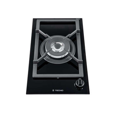 Cooktop Dominó a Gás Tecno 1 Boca Tripla Chama 30cm: cooktop a gás italiano em vitrocerâmica preta com trempe ferro fundido e acendimento automático