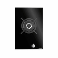 Cooktop Dominó a Gás Tecno 1 Boca Dual Flame 33cm em vitrocerâmico preto, moldura inox, trempe ferro fundido, acendimento super automático