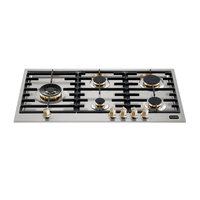 Cooktop a Gás Tecno Vintage 5 Bocas Inox 90cm, cooktop a gás italiano em inox com queimadores Sabaf, trempes ferro