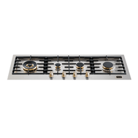 Cooktop a Gás Tecno Vintage Linear 4 Bocas Inox 110cm com painel inox, 4 queimadores Sabaf, trempes em ferro e acendimento super automático