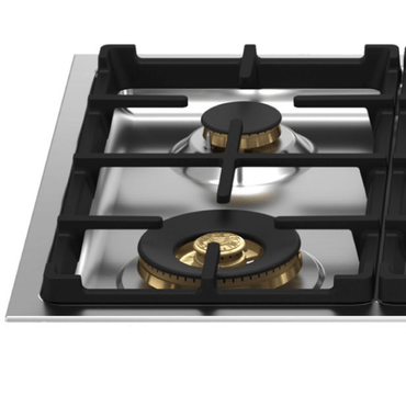 Cooktop Bertazzoni Professional a gás com 2 queimadores de latão e trempes robustas em ferro esmaltado.
