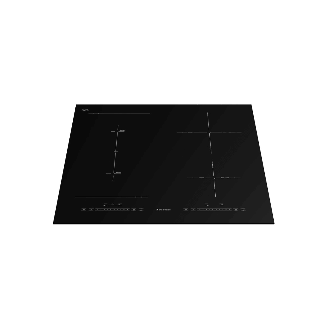Cooktop de Indução Debacco Montreal 4 Zonas 60cm preto em vitrocerâmico Schott Ceran com 4 zonas e painel touch moderno
