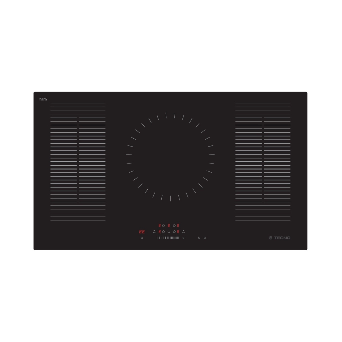 Cooktop de Indução Tecno 5 Zonas 90cm: cooktop de indução Tecno preto vitrocerâmico 5 zonas com controle slider e design moderno