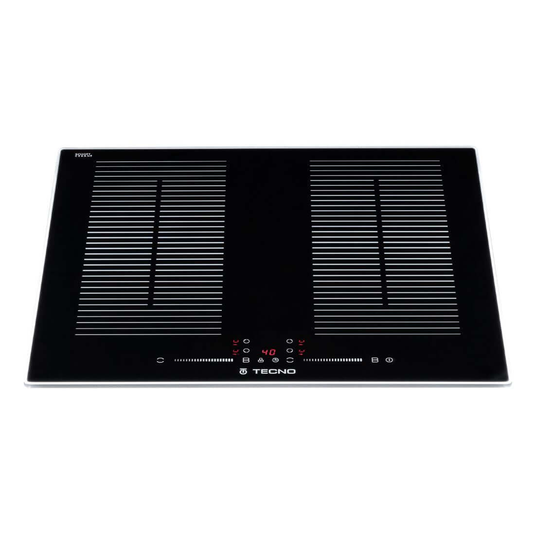 Cooktop de Indução Tecno 4 Zonas 60cm - cooktop de indução em vitrocerâmico preto com moldura inox e painel touch slider