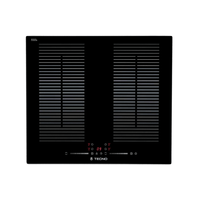 Cooktop de Indução Tecno 4 Zonas 60cm em vitrocerâmico preto com moldura inox, 4 zonas com função Bridge e controle slider