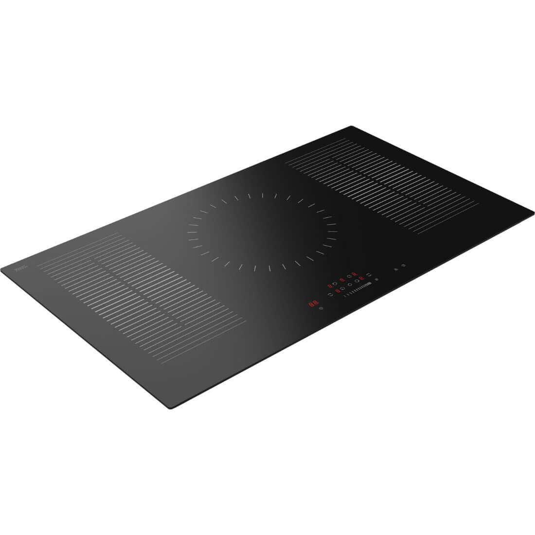 Cooktop de Indução Tecno 5 Zonas 90cm em vitrocerâmica preta, display touch slider, 5 zonas com bridge e acabamento embutir