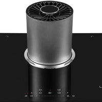 Cooktop de Indução Tecno com Coifa Retrátil 90cm: cooktop de indução Tecno 4 zonas em vitrocerâmica preta com coifa retrátil inox e painel touch