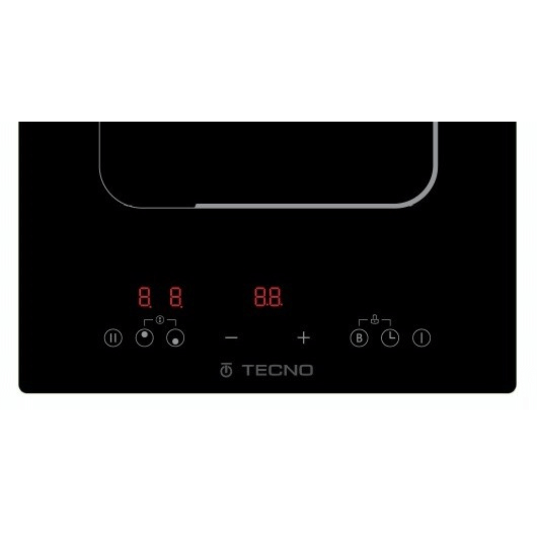 Cooktop Dominó de indução Tecno 2 zonas 30cm preto vitrocerâmico com painel touch frontal e display digital, design italiano