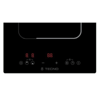 Cooktop Dominó de indução Tecno 2 zonas 30cm preto vitrocerâmico com painel touch frontal e display digital, design italiano
