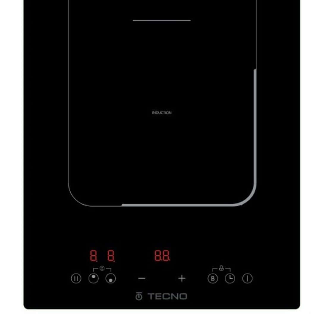 Cooktop Dominó de indução Tecno 2 zonas 30cm: cooktop de indução preto vitrocerâmico com painel touch frontal e acabamento italiano