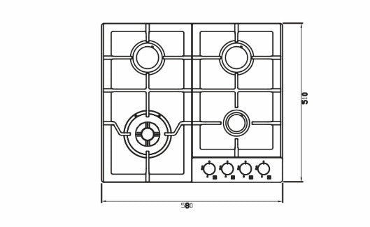 Cooktop Zurique a Gás 4 Bocas Inox 60cm Bivolt