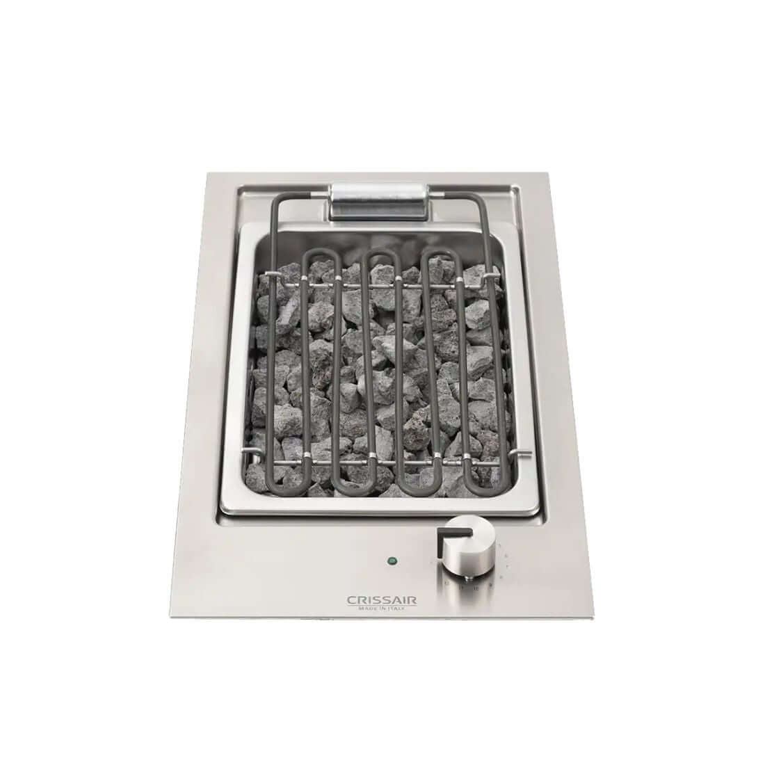Cooktop Dominó Barbecue CrissAir elétrico inox 30cm com grelha e pedras vulcânicas para grelhados.