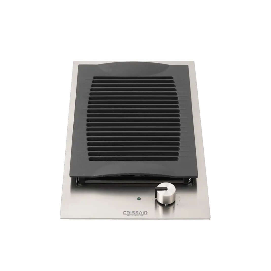 Cooktop Dominó Barbecue CrissAir em inox com grelha de grill e botão de controle para cocção.