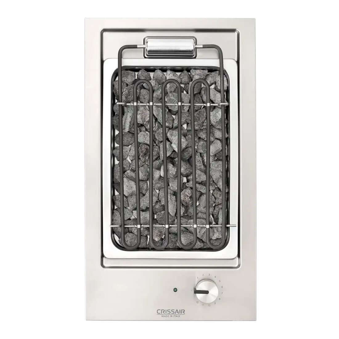 Cooktop Dominó Barbecue CrissAir elétrico inox com grelha e pedras vulcânicas para grelhados.