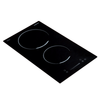 Cooktop Dominó Cuisinart Arkton 2 Zonas 30cm: cooktop elétrico preto em vitrocerâmico com duas zonas, painel touch e design slim