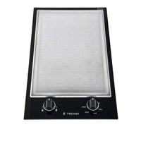 Cooktop Dominó Chapa Elétrica Teppan Tecno 30cm, cooktop elétrico vitrocerâmico preto com chapa inox, painel frontal e manípulos