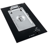 Cooktop Dominó Fritadeira Elétrica Tecno 30cm: cooktop elétrico italiano preto em vitrocerâmico com panela fritadeira inox e manípulo soft-touch