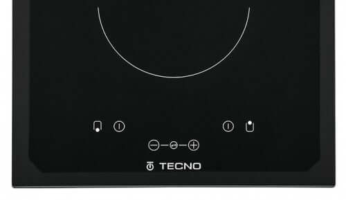 Cooktop Dominó Elétrico Tecno 2 Zonas Vitrocerâmico 30cm em vitrocerâmica preta com painel touch frontal e design italiano minimalista