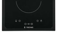 Cooktop Dominó Elétrico Tecno 2 Zonas Vitrocerâmico 30cm em vitrocerâmica preta com painel touch frontal e design italiano minimalista