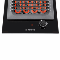 Cooktop Dominó Barbecue Elétrico Tecno 30cm cooktop elétrico italiano com superfície vitrocerâmica preta, resistência exposta e manípulo soft-touch