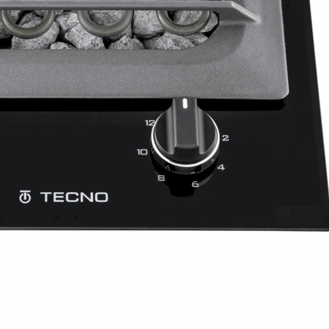 Cooktop Dominó Barbecue Elétrico Tecno 30cm: cooktop elétrico vitrocerâmico preto com manípulo soft-touch, trempe ferro e acabamento italiano
