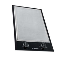 Cooktop Dominó Chapa Elétrica Teppan Tecno 30cm: cooktop elétrico italiano vitrocerâmico preto 30cm com chapa inox e manípulos soft-touch