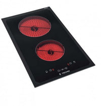 Cooktop Dominó Elétrico Tecno 2 Zonas Vitrocerâmico 30cm: cooktop elétrico vitrocerâmico preto 2 zonas com painel touch, estilo italiano