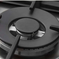  Cooktop Evol a Gás 5 Bocas Inox 90cm — detalhe do queimador Sabaf em aço inox 304, 11,6kW, acabamento preto e suporte de panela