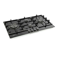 Cooktop Evol a Gás Black Glass 4 bocas 87cm vidro temperado preto com queimadores Sabaf e botões frontais