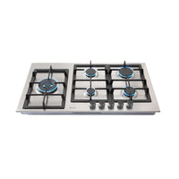 Cooktop Evol a Gás 5 Bocas Inox 90cm em aço inox 304 com queimadores Sabaf e 11,6kW, painel com botões frontais