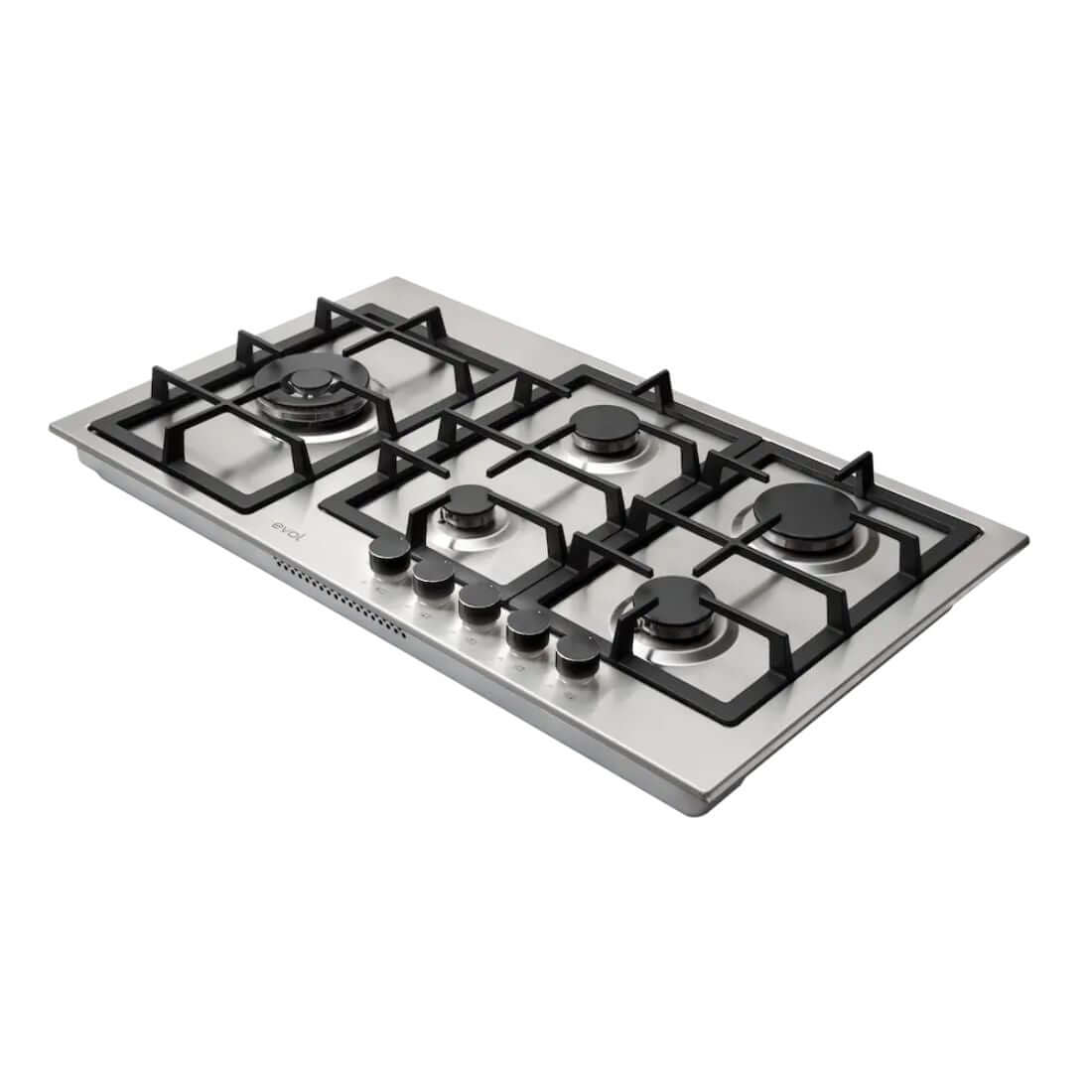  Cooktop Evol a Gás 5 Bocas Inox 90cm em aço inox 304 com 5 queimadores Sabaf e botões frontais